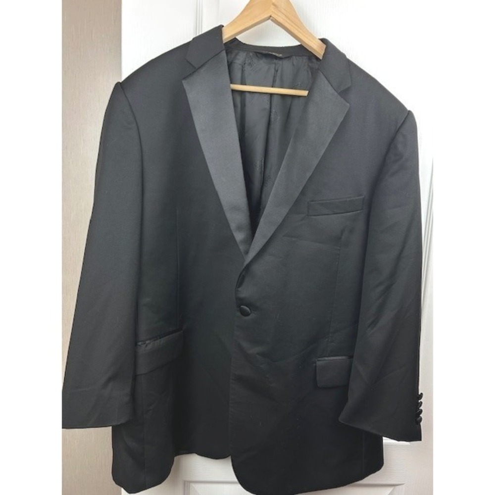 Jos. A. Bank Tuxedo Jacket Black Satin Peak Lapel Mens 48R